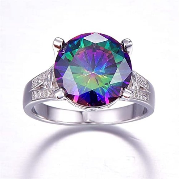 10.5ct Mystic Rainbow Ring - 925 Sterling Silver - Picture 2 of 7